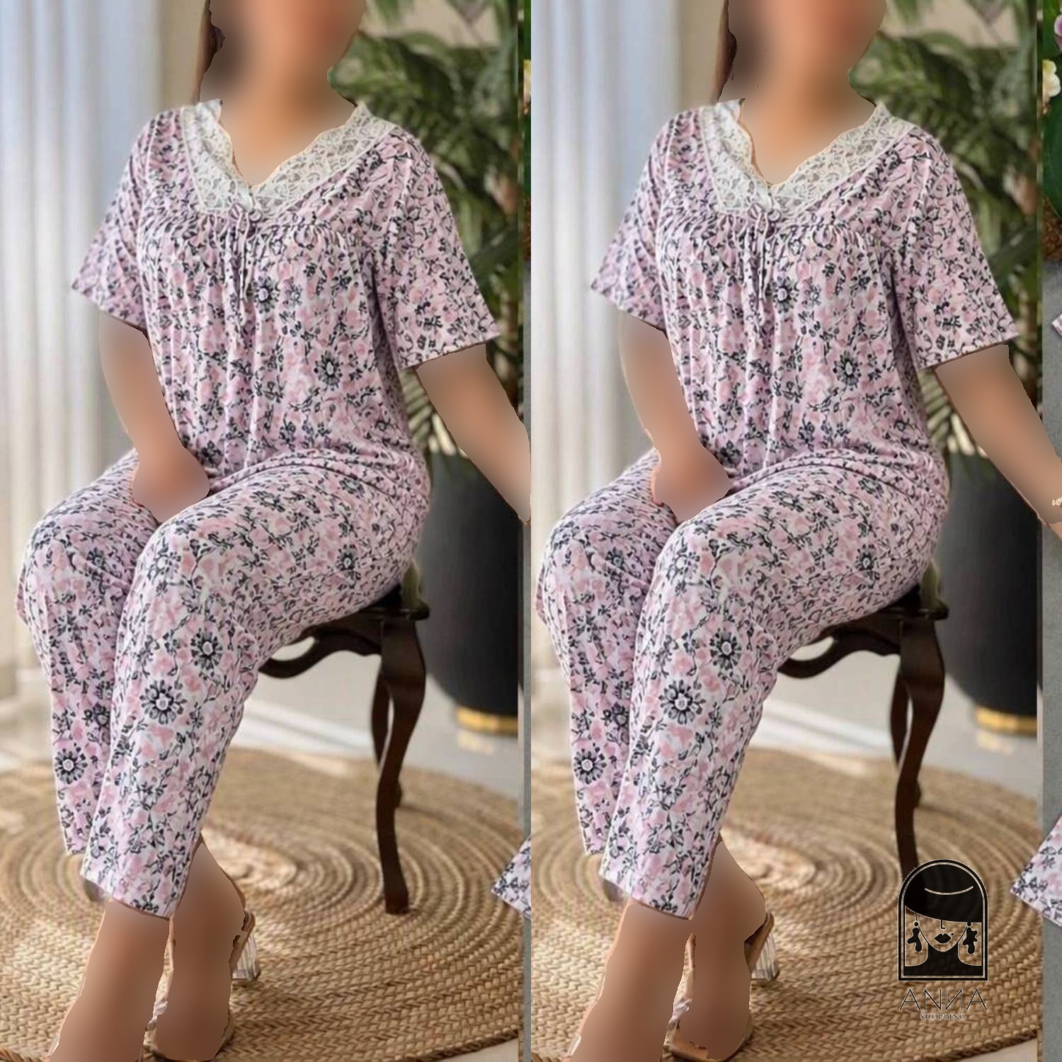ست تیشرت شلوار زنانه مدل وارداتی گیاهی جنس وارداتی گیاهی فری سایز
