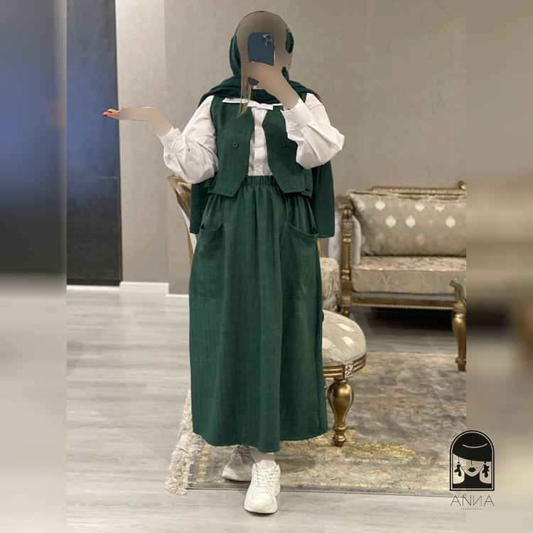 ست شومیز دامن زنانه مدل ژینا جنس شانتون با فری سایز