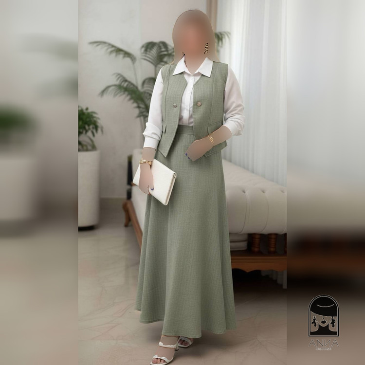 ست شومیز دامن زنانه مدل ژینا جنس شانتون با فری سایز