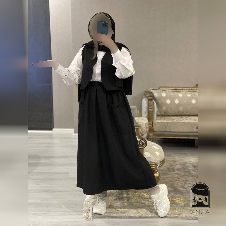 ست شومیز دامن زنانه مدل ژینا جنس شانتون با فری سایز