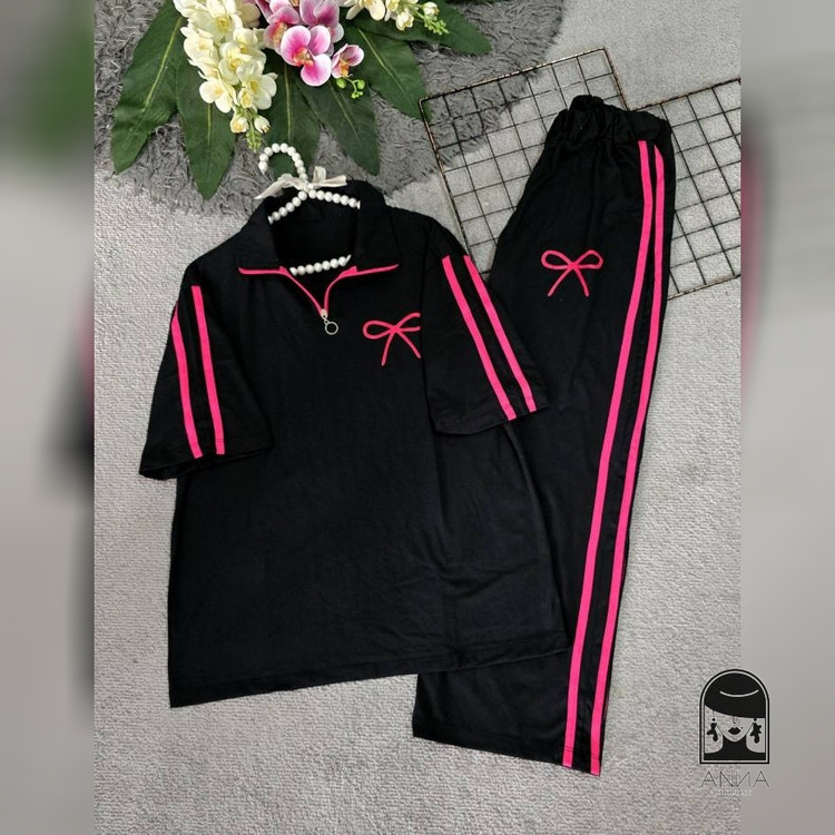 ست تیشرت شلوار زنانه مدل ژاله جنس نخ پنبه با فری سایز