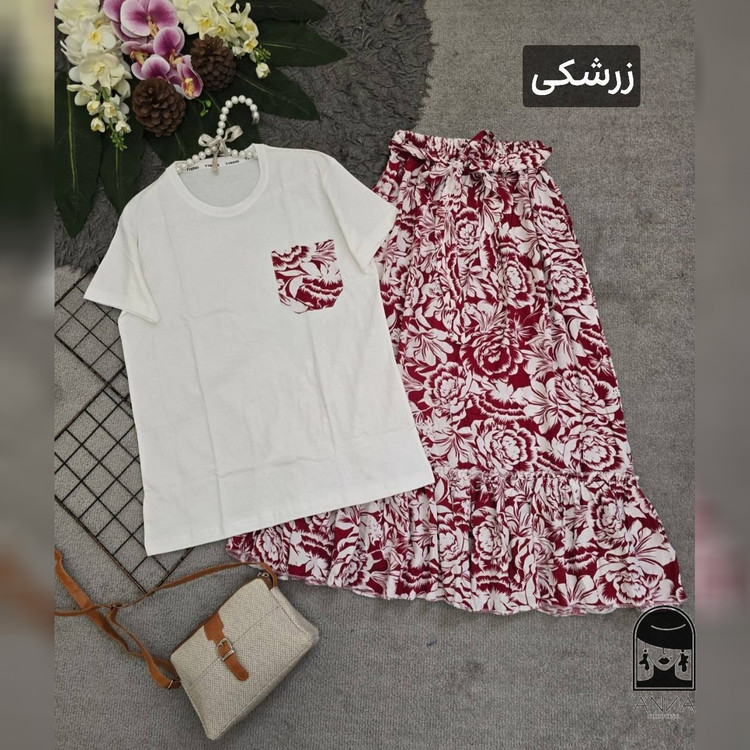 تیشرت زنانه مدل و دامن جنس تیشرت پنبه فری سایز