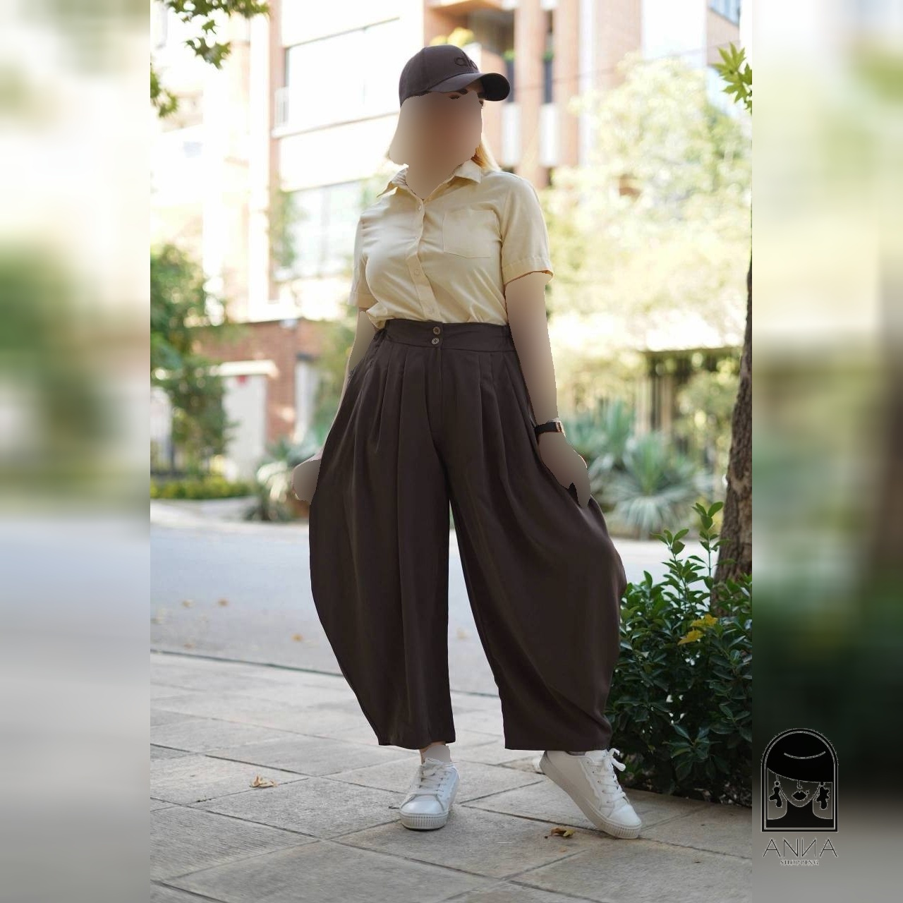 شلوار زنانه مدل سنبادی ریزشی جنس بدنماست سایز لارج