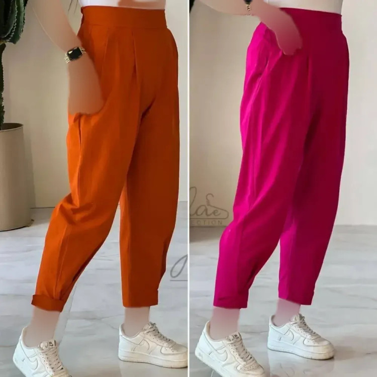 شلوار مام استایل دمپاچسبی لینن سبززارا سایز 42
