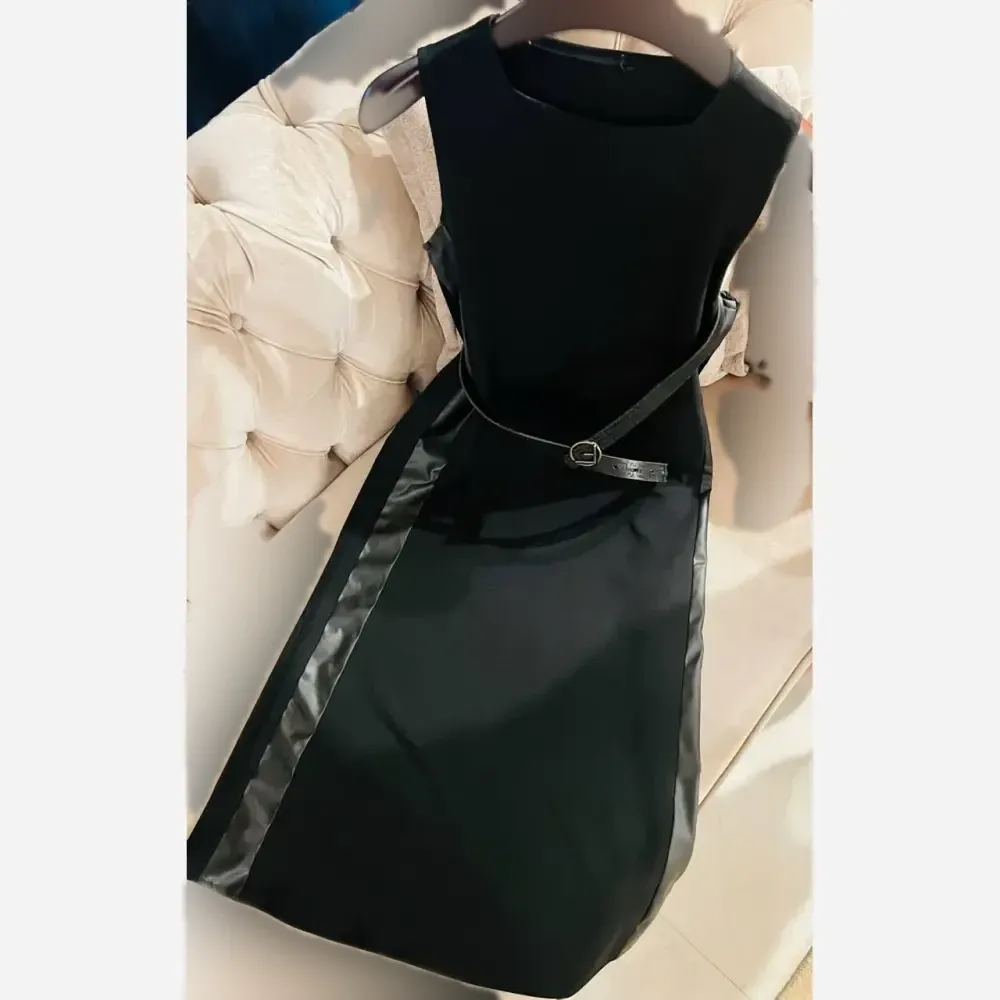 ست کت و سارافون زنانه جنس مازراتی و چرم رنگ قهوه ای و مشکی سایز 38 تا 46