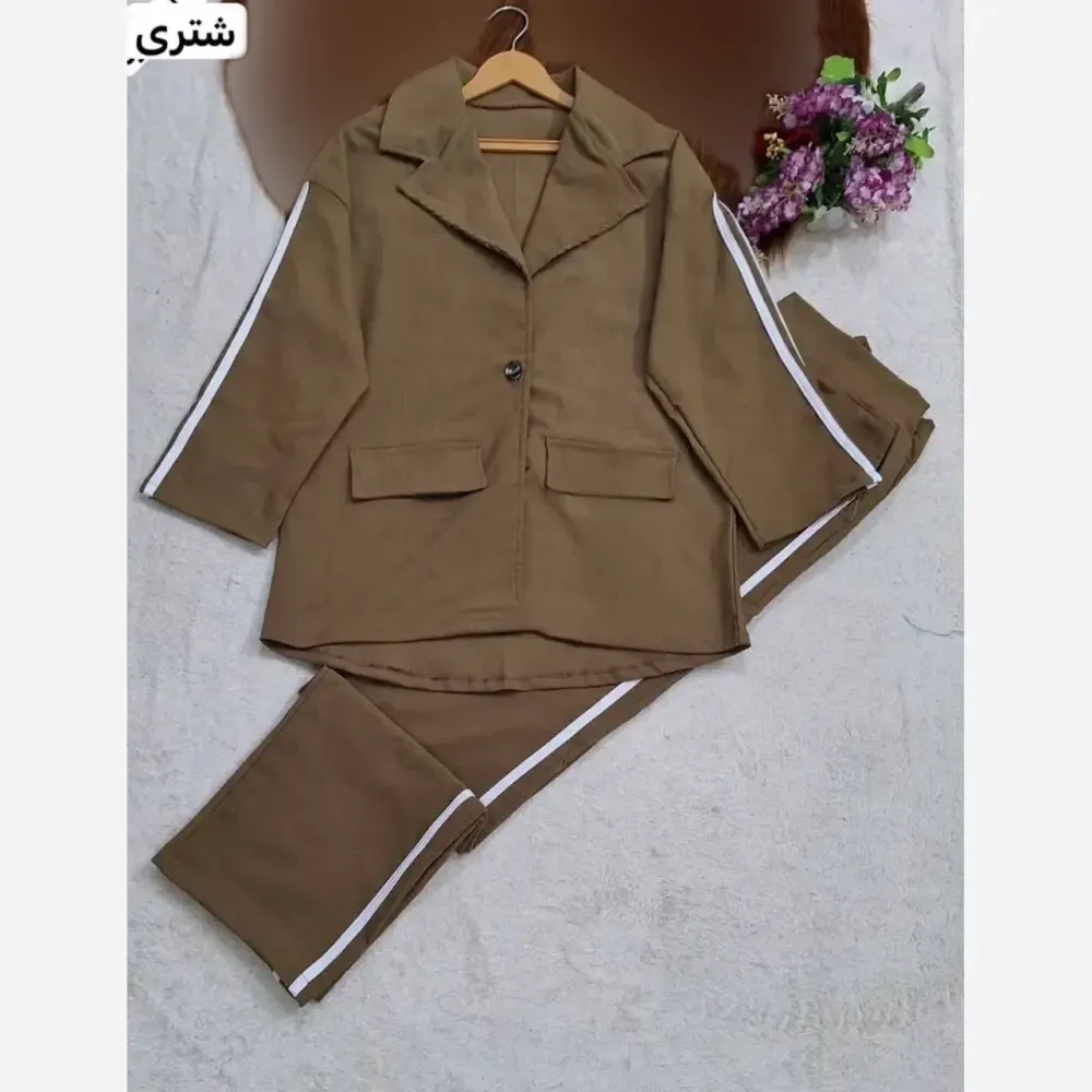 ست کت شلوار زنانه کتان بنگال کش مدل ریحانا رنگ بندی فری سایز