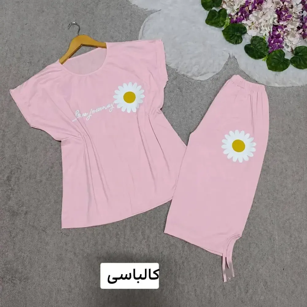 ست تاب شلوارک زنانه ویسکوز پنبه طرح گل سایز فری 36 تا 46