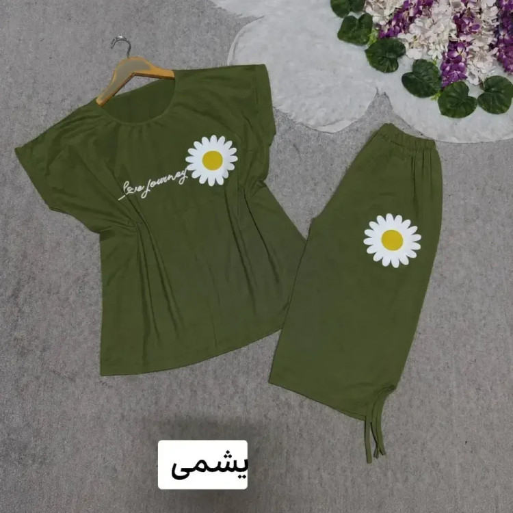 ست تاب شلوارک زنانه ویسکوز پنبه طرح گل سایز فری 36 تا 46