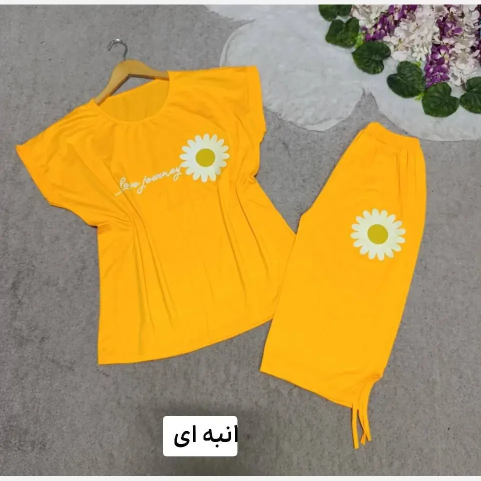ست تاب شلوارک زنانه ویسکوز پنبه طرح گل سایز فری 36 تا 46