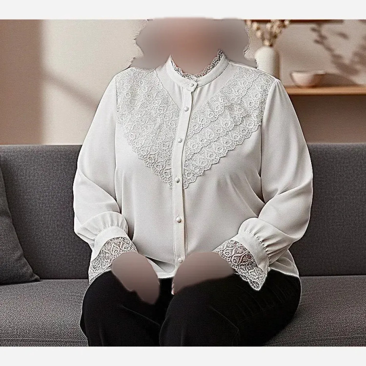 شومیز مجلسی زنانه الیزه مصری با خرج کار گیپور ترک