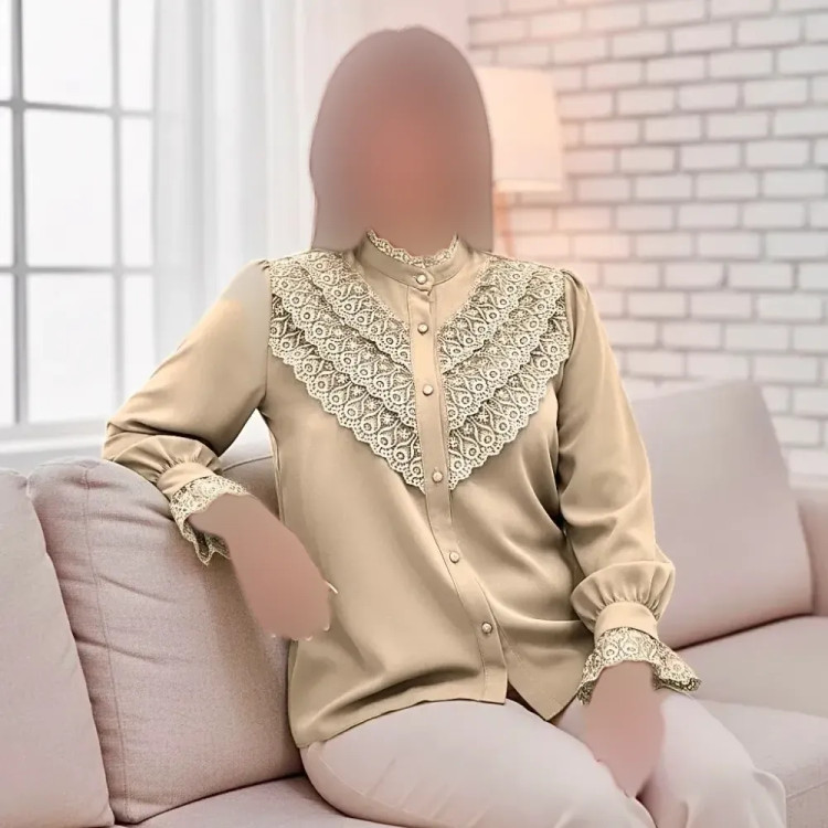 شومیز مجلسی زنانه الیزه مصری با خرج کار گیپور ترک