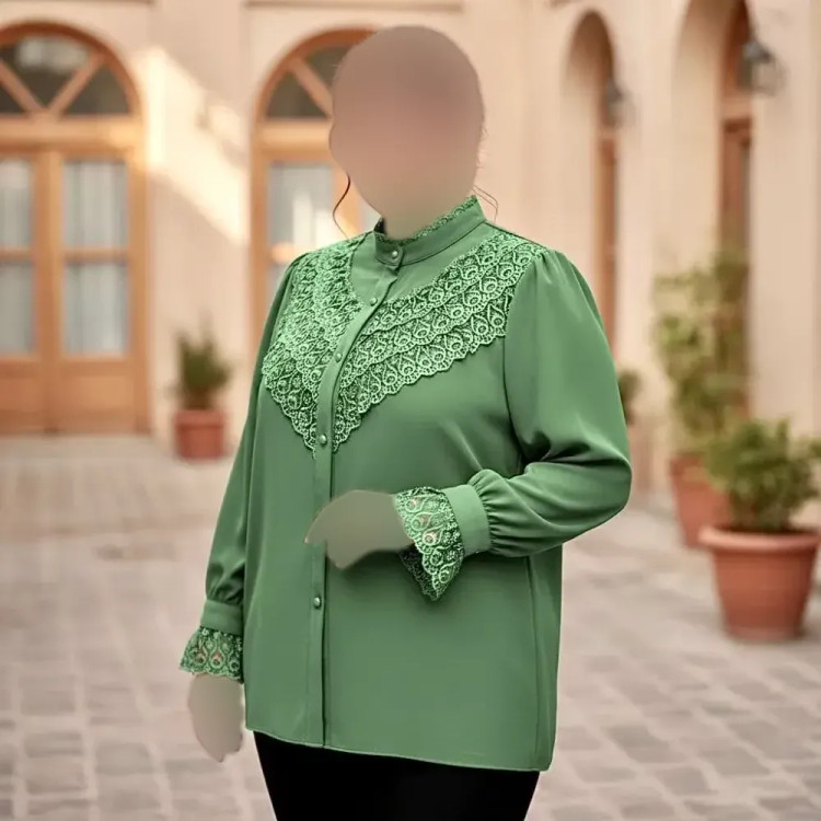 شومیز مجلسی زنانه الیزه مصری با خرج کار گیپور ترک