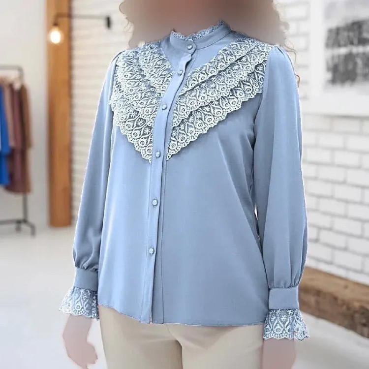 شومیز مجلسی زنانه الیزه مصری با خرج کار گیپور ترک