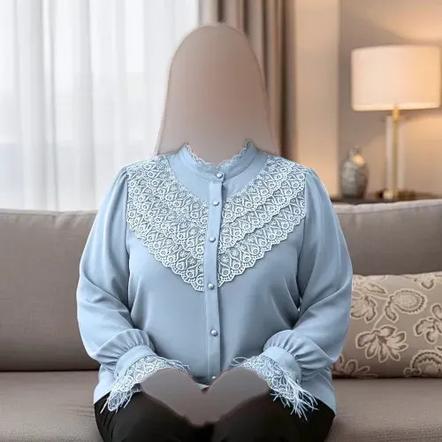 شومیز مجلسی زنانه الیزه مصری با خرج کار گیپور ترک