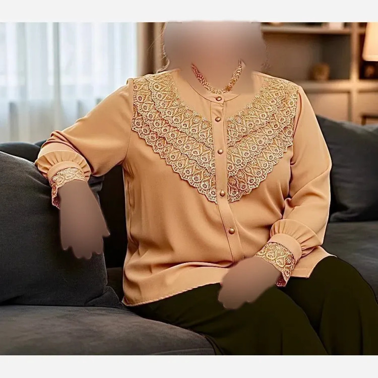 شومیز مجلسی زنانه الیزه مصری با خرج کار گیپور ترک