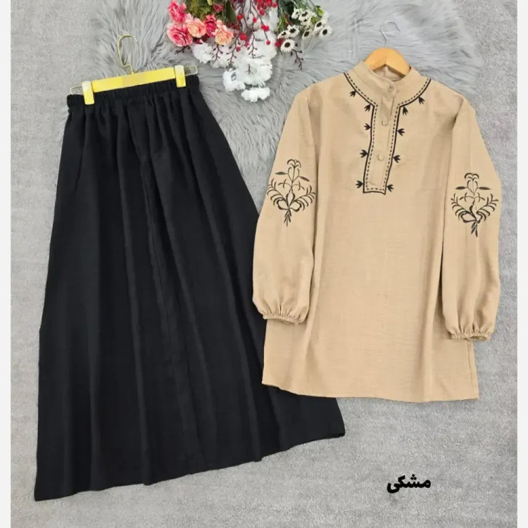 ست بلوز و دامن رها شانتون گلدوزی شده فری سایز زنانه