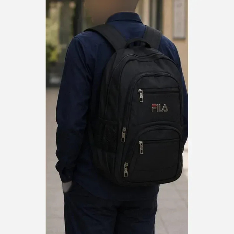 کوله پشتی دبیرستانی برزنتی درجه یک با جای لپ تاپ و دو جیب قمقمه در رنگبندی FILA و CAT