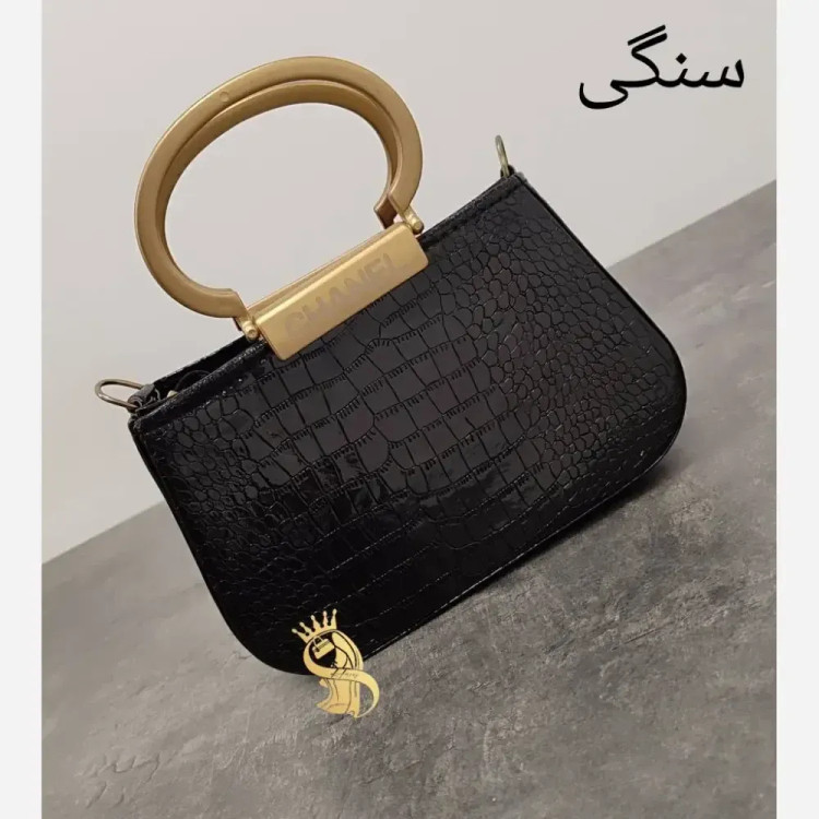 کیف مجلسی زنانه مدل فشن استرج نگینی رنگ راه راه سنگی پلنگی