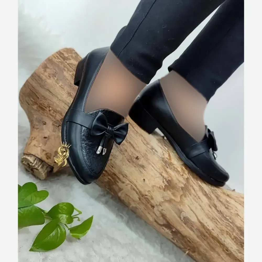 کفش کالج طبی زنانه مدل ملودی چرم مشکی سایز 37 تا 40