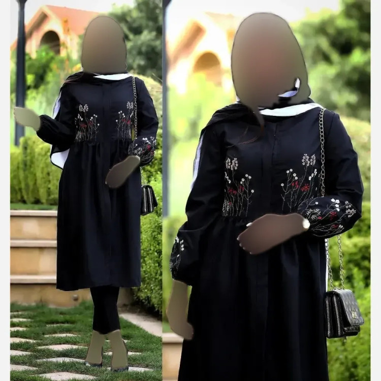 پیراهن گلدوزی نگار شانتون با گلدوزی بالا تنه و سر آستین فری سایز