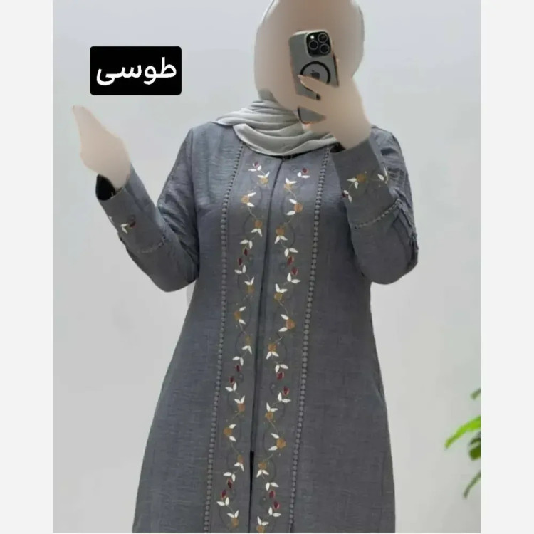 مانتو مزونی دلوین پارت 3 یقه گرد شانتون صوفیا جودن سایزبندی 40 تا 54