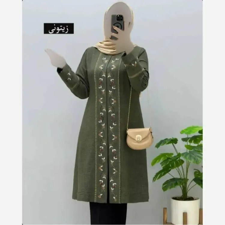 مانتو مزونی دلوین پارت 3 یقه گرد شانتون صوفیا جودن سایزبندی 40 تا 54
