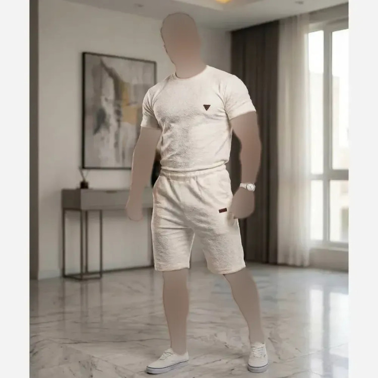 تیشرت شلوارک کامپیوتری مردانه فلامنت سفید سایز L XL