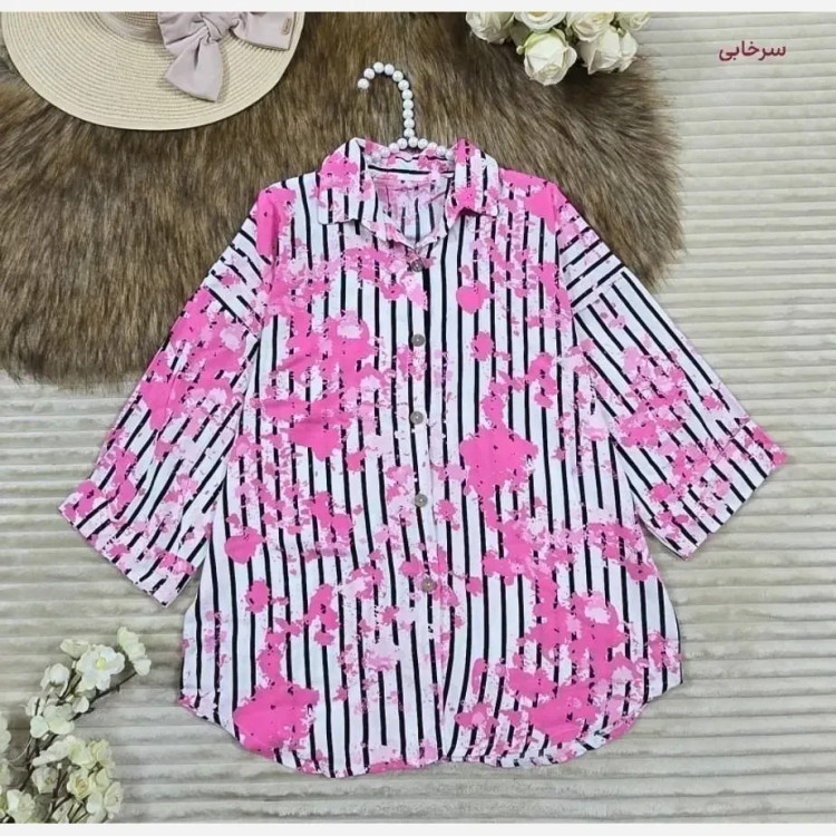 مانتو طرح دار پرنس نخی اعلا فری سایز تا 46