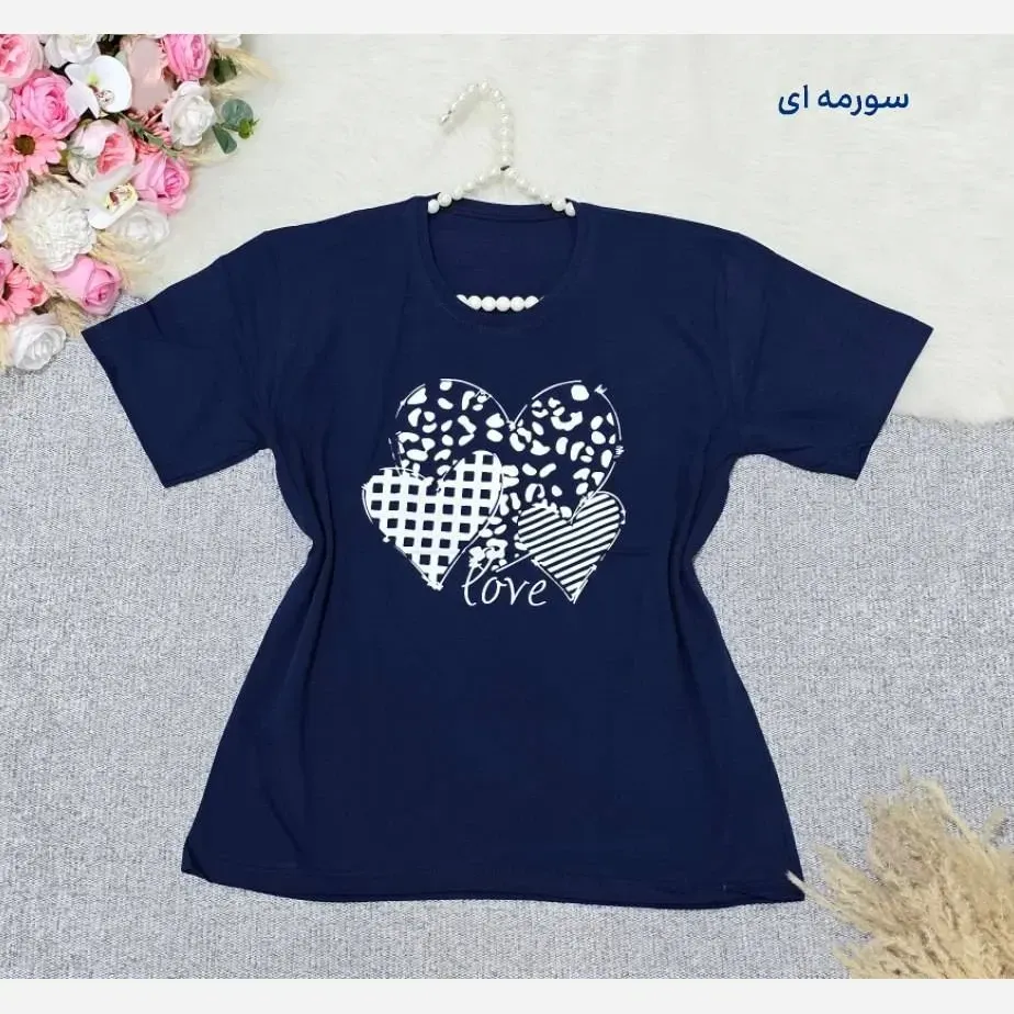 تیشرت باکسی طرح LOVE جنس نخ پنبه فری سایز