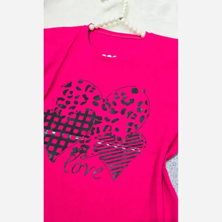 تیشرت باکسی طرح LOVE جنس نخ پنبه فری سایز