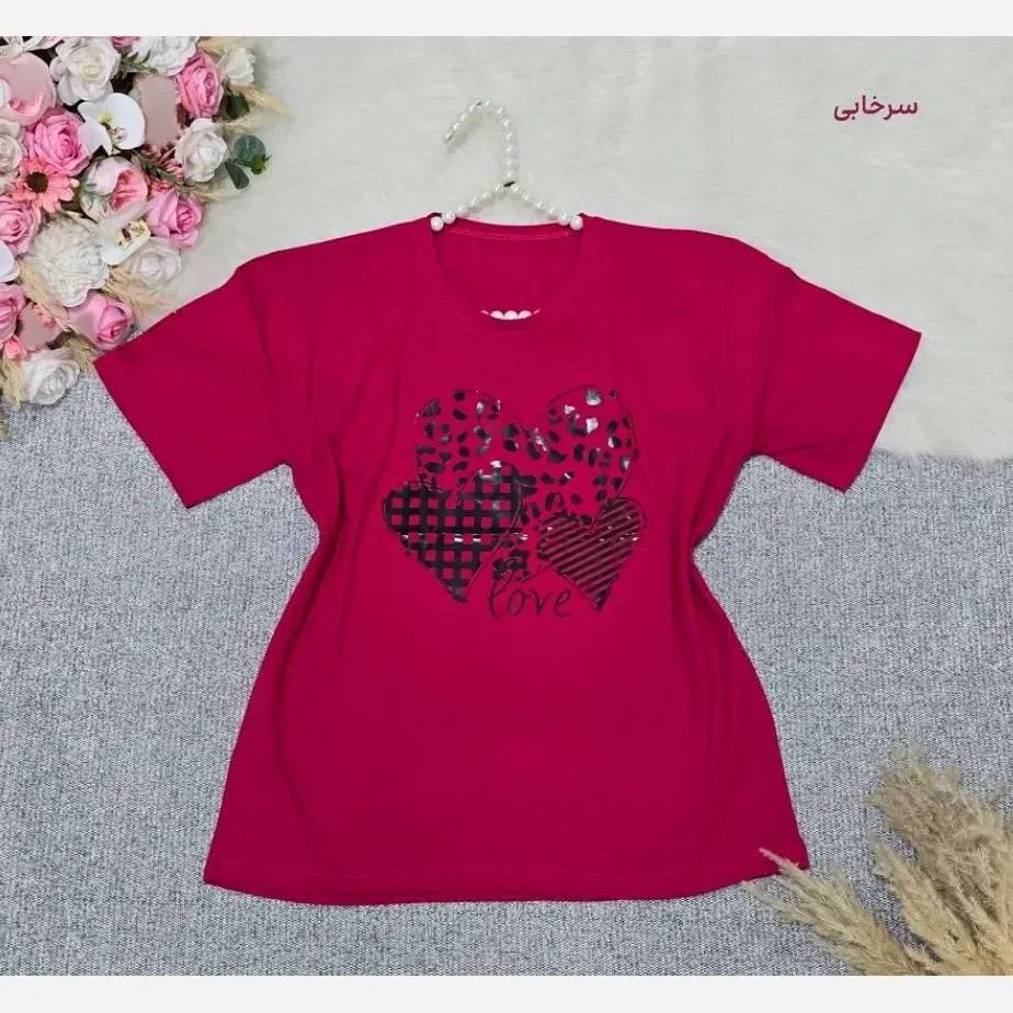 تیشرت باکسی طرح LOVE جنس نخ پنبه فری سایز
