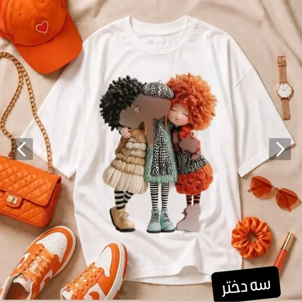تیشرت لانگ فانتزی سوپر پنبه سه نخ فری سایز