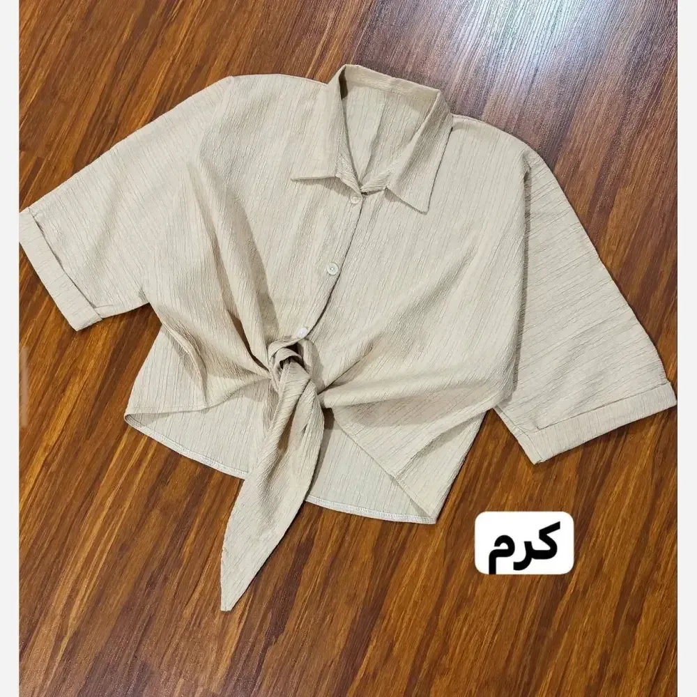 شومیز باکسی گره ای زنانه جنس مراکشی راه راه فری سایز 38 تا 50