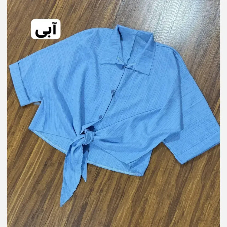 شومیز باکسی گره ای زنانه جنس مراکشی راه راه فری سایز 38 تا 50