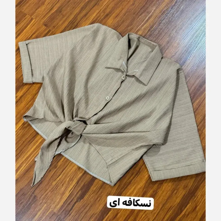 شومیز باکسی گره ای زنانه جنس مراکشی راه راه فری سایز 38 تا 50