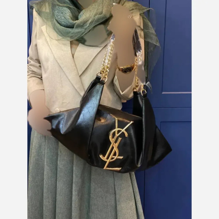 کیف چرم یاشیل زنانه طلایی نقره ای سایز آزاد 50*25 سانت