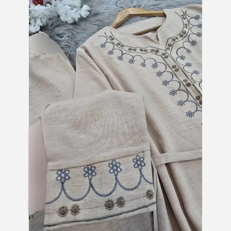 ست تونیک شلوار شرمین جنس شانتون فری سایز (38_50) گلدوزی شده کولر دار