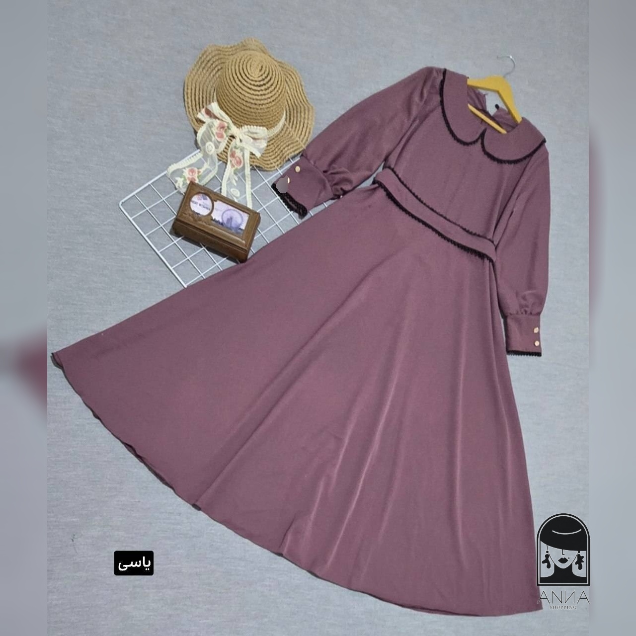 پیراهن زنانه مدل بلند مروارید جنس الیزه خرجکار مروارید فری سایز