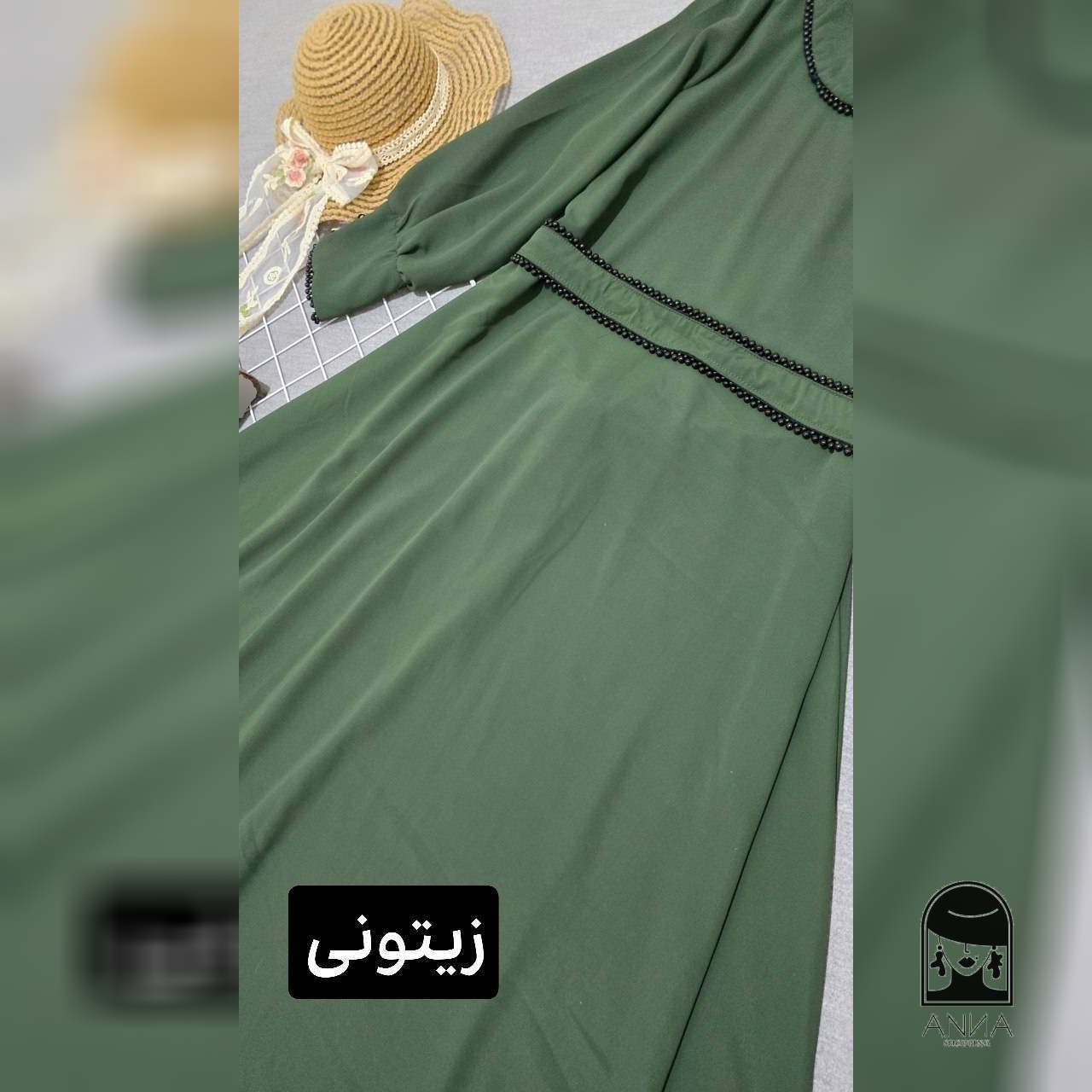 پیراهن زنانه مدل بلند مروارید جنس الیزه خرجکار مروارید فری سایز