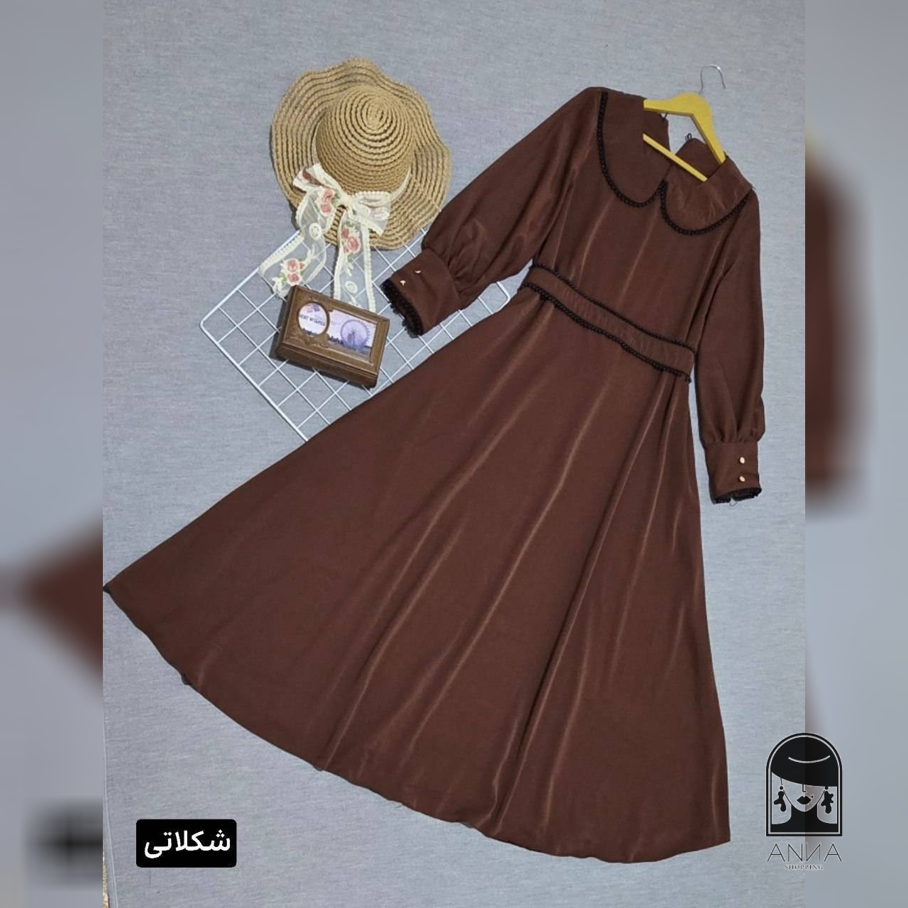 پیراهن زنانه مدل بلند مروارید جنس الیزه خرجکار مروارید فری سایز