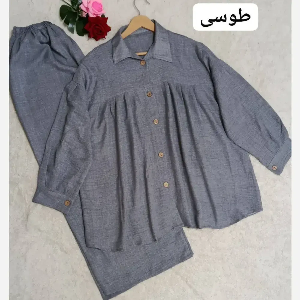 ست مانتو شلوار زنانه جنس شانتون صوفیا قواره آزاد