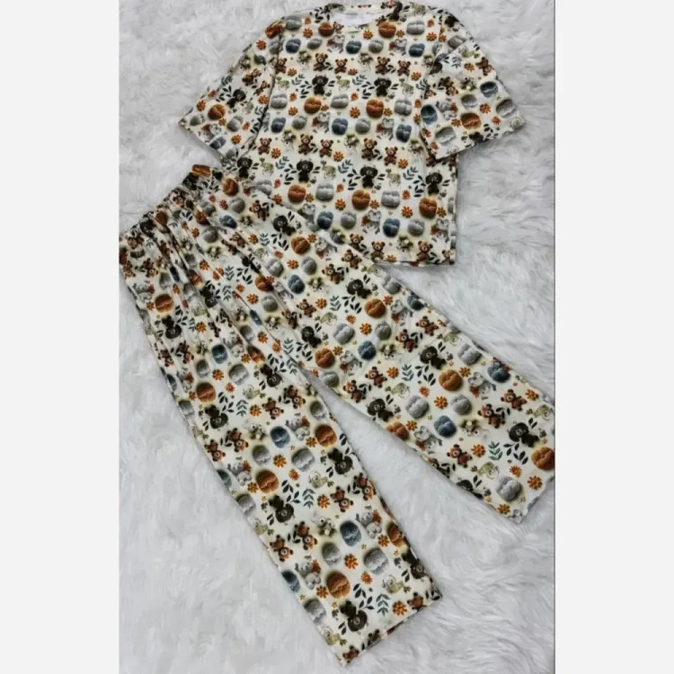 ست تیشرت شلوار راحتی سه بعدی پنبه گیاهی درجه یک