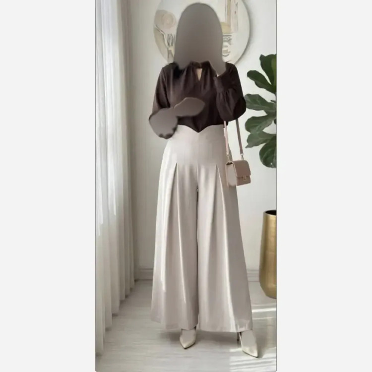 ست شومیز شلوار زنانه جنس سیلک پری رنگ صورتی و لیمویی فری سایز