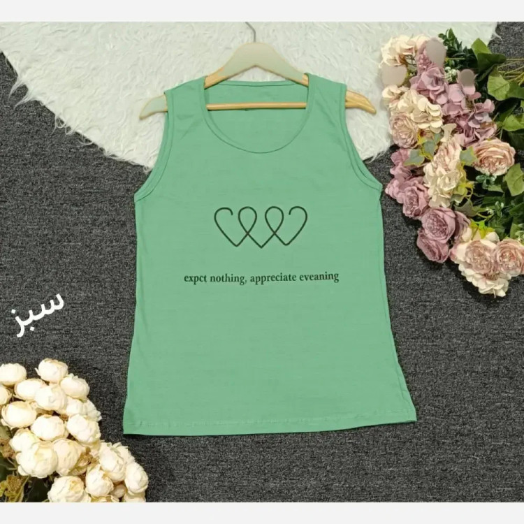 تاپ رکابی نخی زنانه سوپر پنبه فری سایز