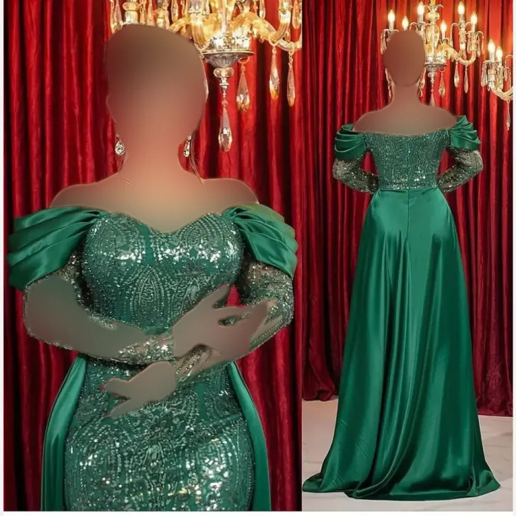 پیراهن مجلسی زنانه پولک وارداتی و ساتن آمریکایی رنگ مشکی و سبز
