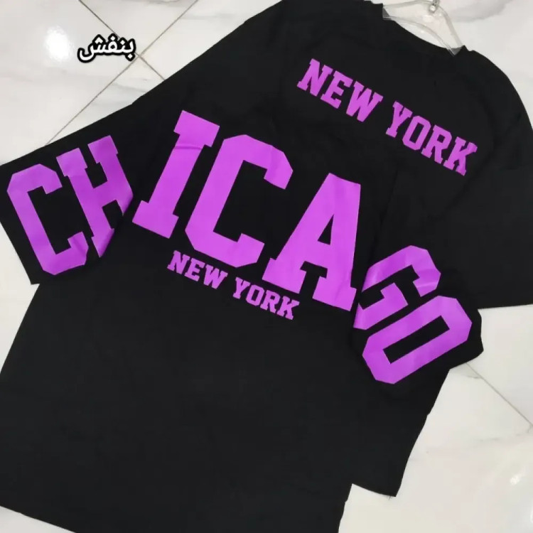 تیشرت لش نخ پنبه چاپ شبرنگ رنگی فری سایز تا 50