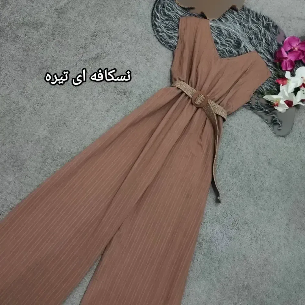 اورال زنانه ایوا فری سایز کمربنددار رنگ سبز و نسکافه ای تیره