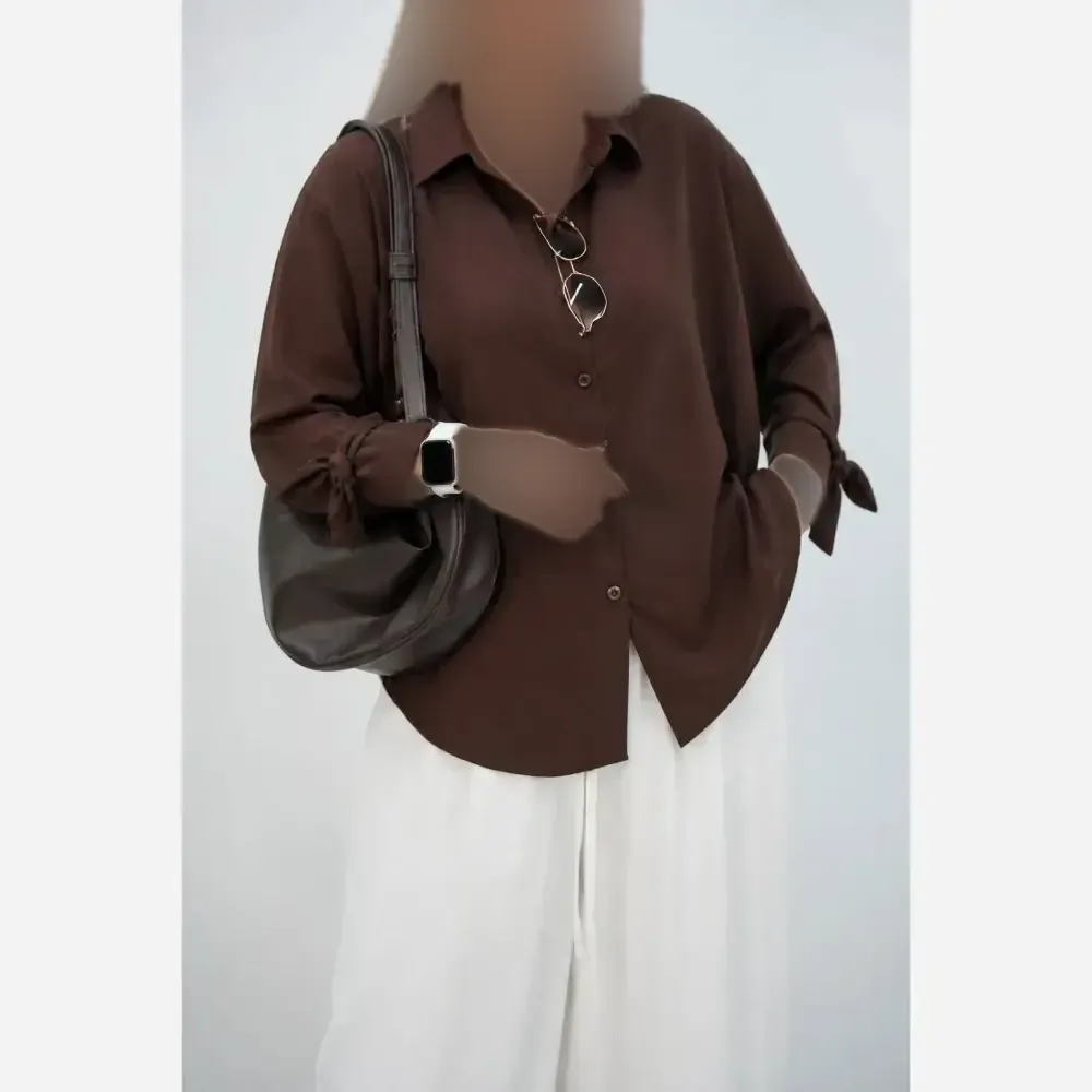 شومیز زنانه گره ای مدل نیکی فری سایز جنس پری خنک و سبک