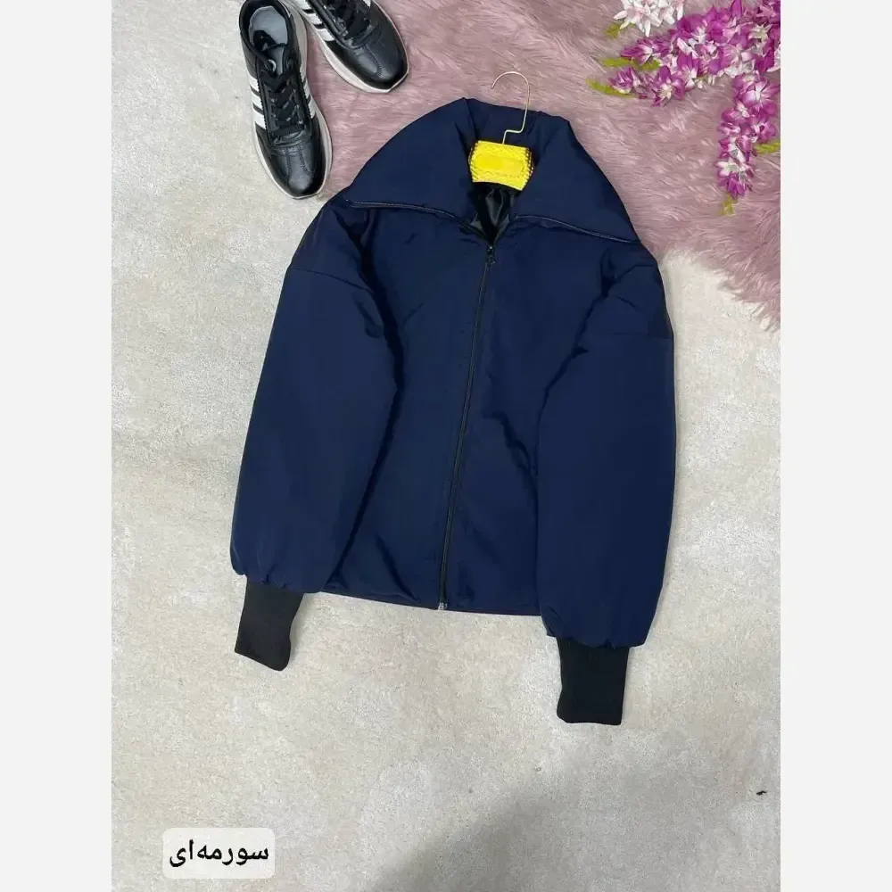 کاپشن کتان شارلوت زنانه فری سایز سورمه ای قد 60 آستر پشم شیشه