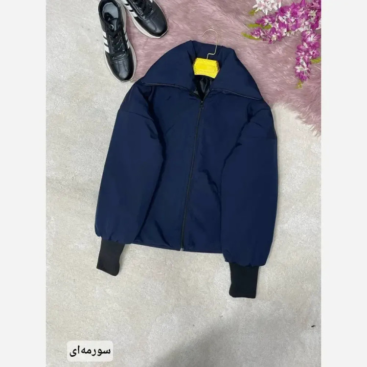 کاپشن کتان شارلوت زنانه فری سایز سورمه ای قد 60 آستر پشم شیشه
